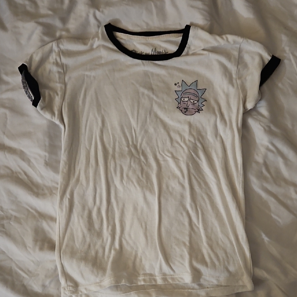 White and Black Short Sleeve Tee